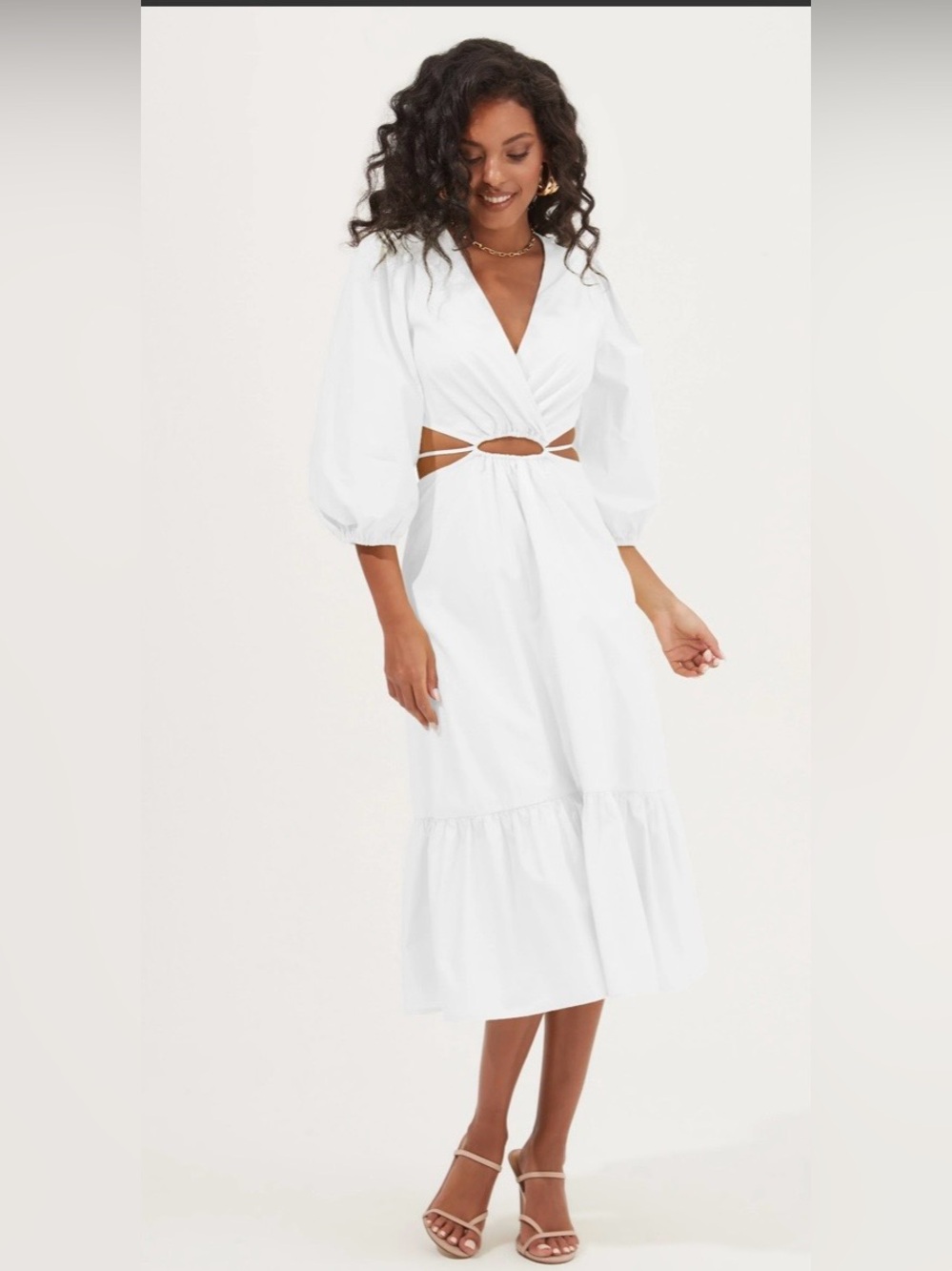 ASTR THE LABEL - Rosewood Surplice Cutout Waist Midi Dress size S